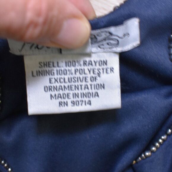 Prelude Beaded Gatsby Cocktail Party Dress Sz 6 Navy Blue Sparkly Party - Picture 11 of 16